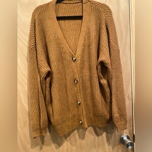 SHEIN Tan Button-Up Cardigan